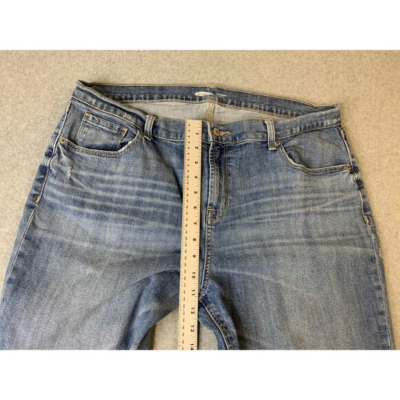 Old Navy Womens Siz 16 Mid Rise Jeans Busted Knee Boyfriend Blue Denim - Picture 6 of 7